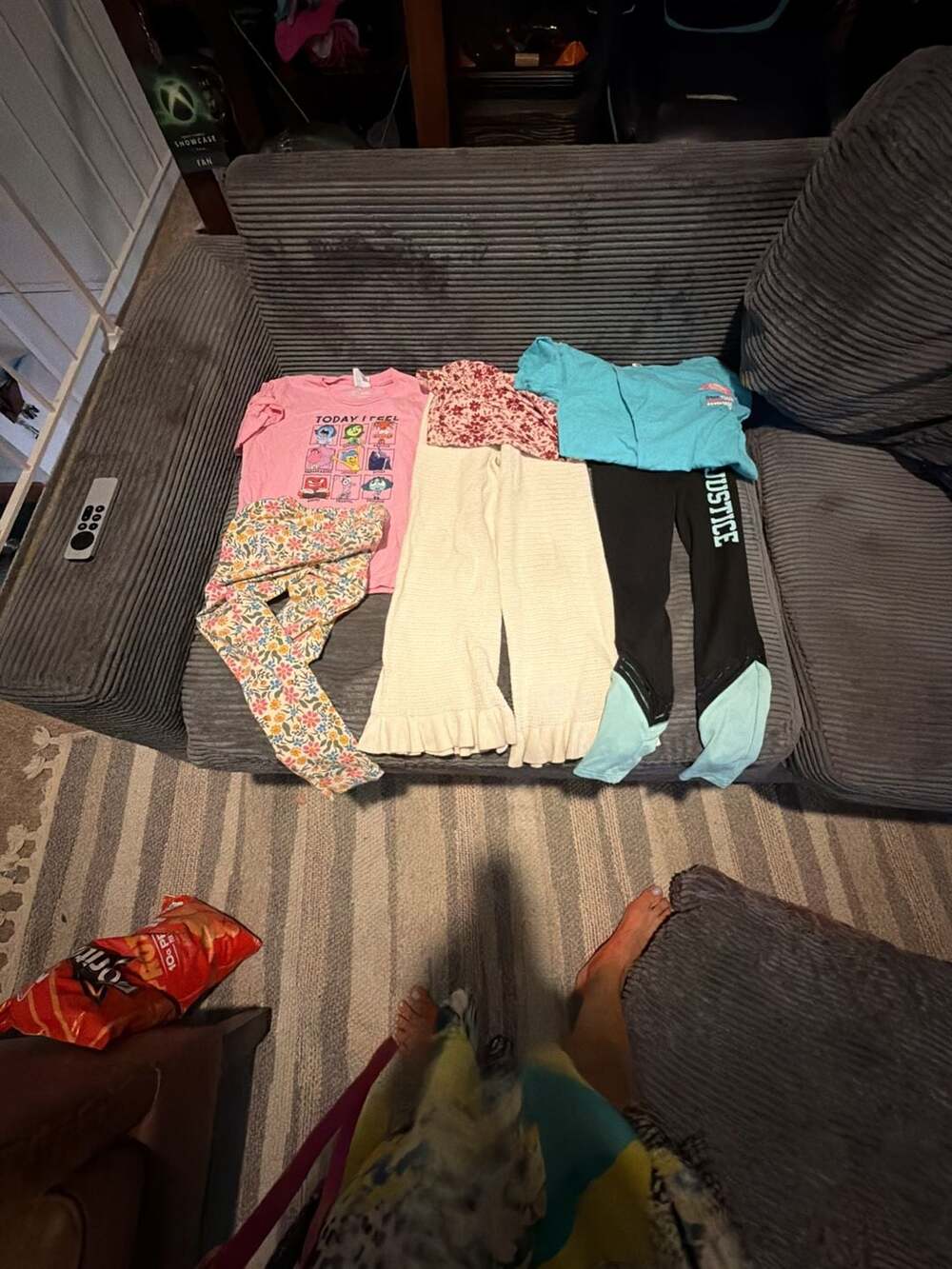 Girls 3-Outfit Clothing Lot (Includes Justice Leggings and Inside Out T-Shirt)